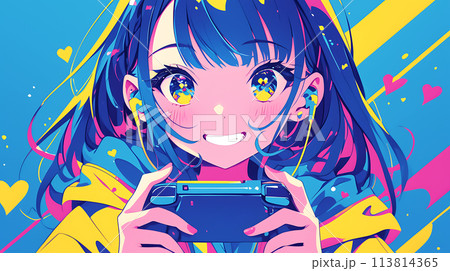ゲームをする女の子　AI 113814365