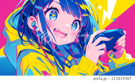 ゲームをする女の子　AI 113814367