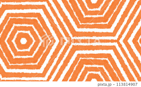 Ikat repeating swimwear design. Orange 113814907