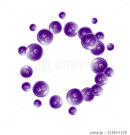 Zinc round capsules scattered randomly. 113815129