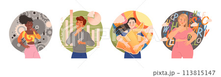Mindset Types with Man and Woman Character Have Different Thinking Vector Set Mindset Types with Man and Woman Character Have Different Thinking Vector Set 113815147