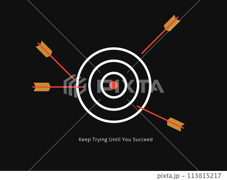 Simple Motivation graphic on a dark background. The Missed Arrow on a target 113815217