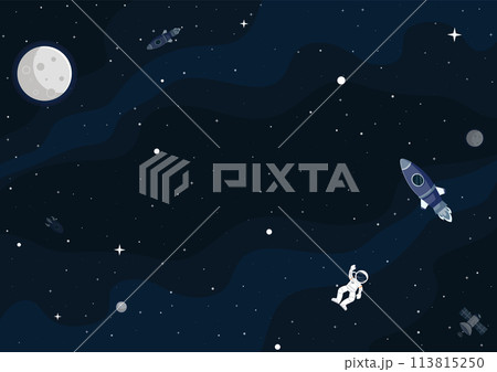 Space cartoon background. Cute design for landing 113815250