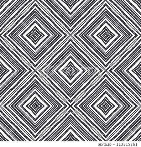 Ikat repeating swimwear design. Black 113815261