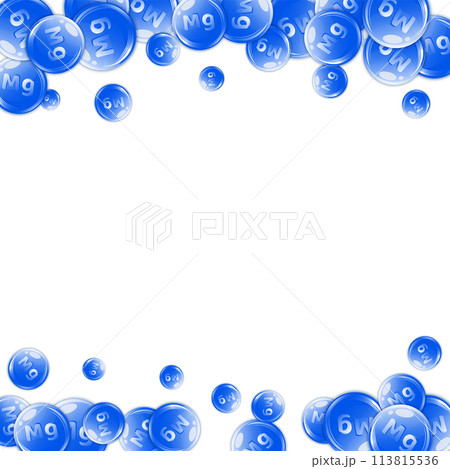 Magnesium round capsules scattered randomly. Magnesium round capsules scattered randomly. 113815536