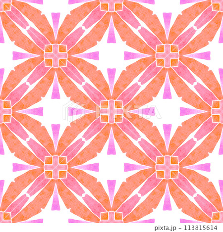 Repeating striped hand drawn border. Orange 113815614