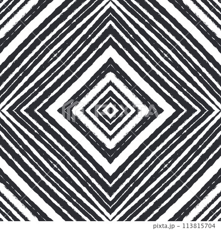Arabesque hand drawn pattern. Black symmetrical 113815704