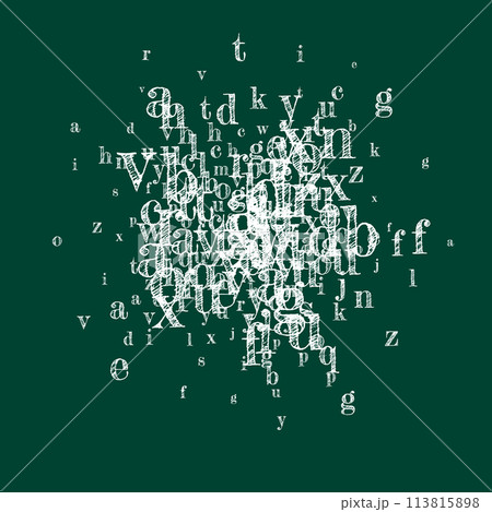 Scattered letters of latin alphabet. White chalk 113815898