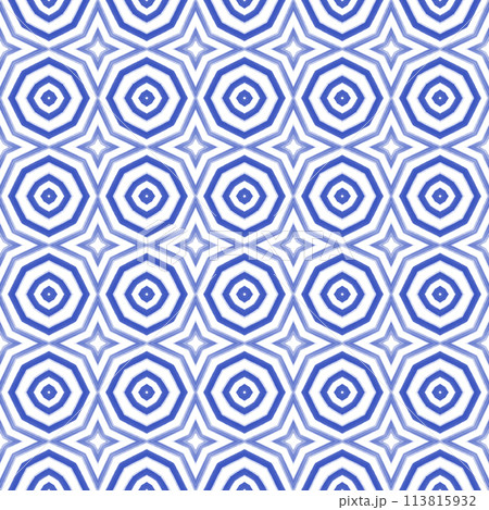 Tiled watercolor pattern. Indigo symmetrical Tiled watercolor pattern. Indigo symmetrical 113815932