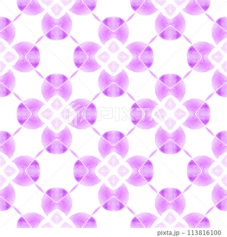 Watercolor ikat repeating tile border. Purple 113816100