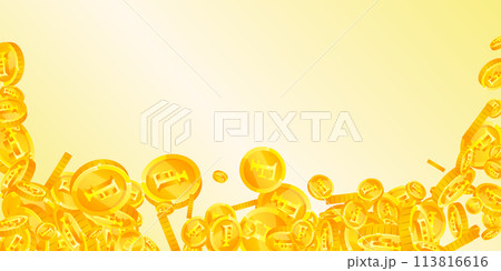 Swiss franc coins falling. Gold scattered CHF 113816616