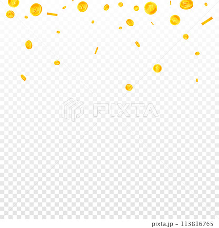 Thai baht coins falling. Gold scattered THB 113816765