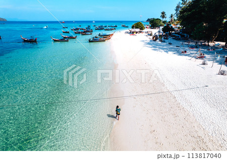 Beach and clear sea top view at Koh Lipe Beach and clear sea top view at Koh Lipe 113817040