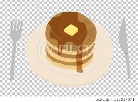 重なったパンケーキの手描きイラスト 重なったパンケーキの手描きイラスト 113817071