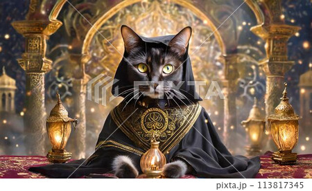 占いをするスピリチュアルな猫 113817345