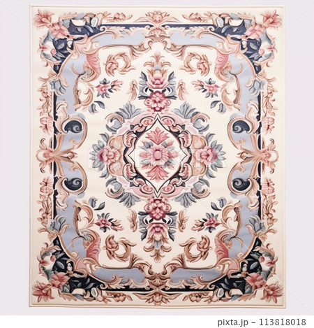 A creative arts rug featuring a floral motif on a white background A creative arts rug featuring a floral motif on a white background 113818018