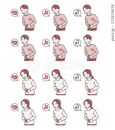 illustration of person with an upset stomach illustration of person with an upset stomach 113819016