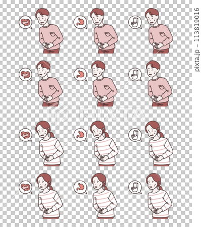 illustration of person with an upset stomach illustration of person with an upset stomach 113819016