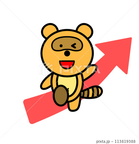 タヌキと上矢印 113819388