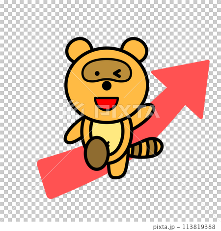 タヌキと上矢印 113819388