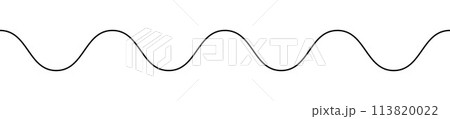 Sine wave, black and white sinusoidal line sinusoid - vector seamless repeatable Sine wave, black and white sinusoidal line sinusoid - vector seamless repeatable 113820022