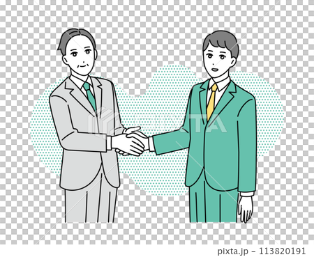 Illustration of a sales person shaking hands with a smile 113820191
