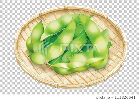 枝豆の水彩画。AI生成画像。夏野菜のイラスト。 113820641