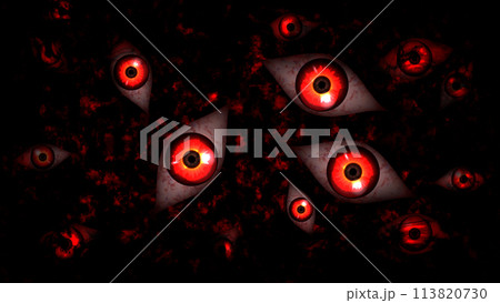 たくさんの目玉がある不気味背景_16:9/4Kサイズ 113820730