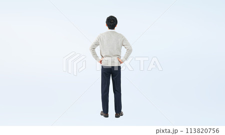 制服を着た男子学生の後ろ姿の全身写真 制服を着た男子学生の後ろ姿の全身写真 113820756
