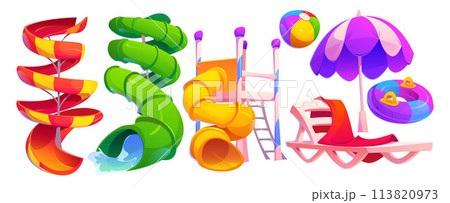 Water slide for swimming pool in summer aquapark Water slide for swimming pool in summer aquapark 113820973