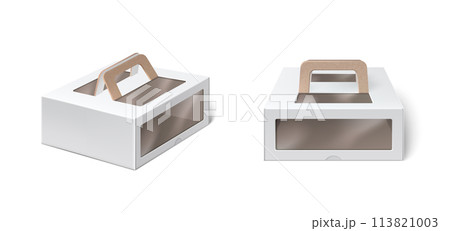 White box with handle and window package mockup 113821003