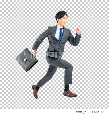 ジャンプする男性ビジネスパーソン 手作業で精密に切り抜いた背景透過全身写真PNG ジャンプする男性ビジネスパーソン 手作業で精密に切り抜いた背景透過全身写真PNG 113821852