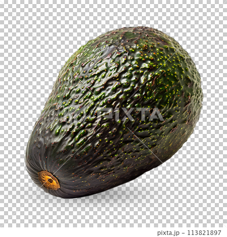 Isolated ripe avocado. Avocado on a white background with cutting. 113821897