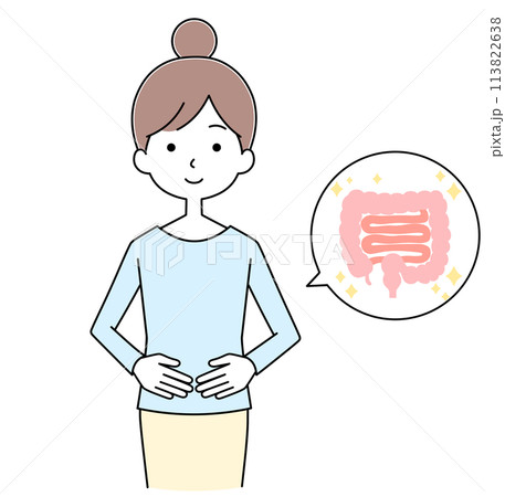 お腹の調子が良い若い女性のイラスト 113822638