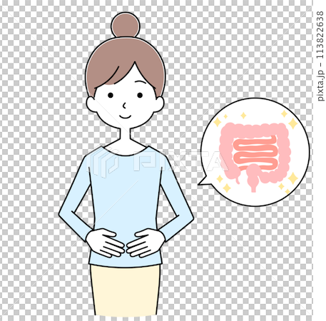 お腹の調子が良い若い女性のイラスト 113822638
