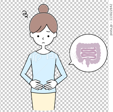 お腹の調子が悪い若い女性のイラスト 113822642