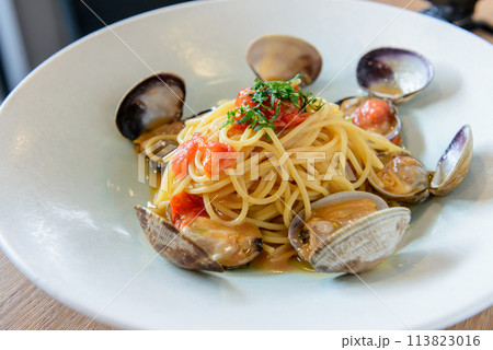 パスタ、ボンゴレパスタ、スパゲッティ パスタ、ボンゴレパスタ、スパゲッティ 113823016