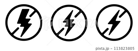 antistatic Energy Power Flash with Bolt Vector Icon Design 113823805