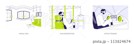 Semi-immersive virtual reality abstract concept vector illustrations. Semi-immersive virtual reality abstract concept vector illustrations. 113824674