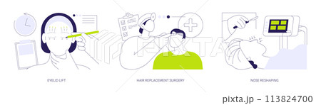 Facial surgery abstract concept vector illustrations. 113824700