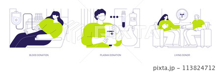 Volunteer donation abstract concept vector illustrations. 113824712