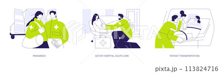 Emergency medical services abstract concept vector illustrations. Emergency medical services abstract concept vector illustrations. 113824716