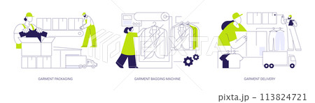 Apparel manufacturing abstract concept vector illustrations. 113824721