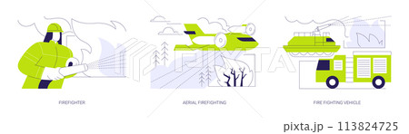 Fighting the wildfire abstract concept vector illustrations. Fighting the wildfire abstract concept vector illustrations. 113824725