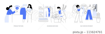 At the check-out counter isolated cartoon vector illustrations se 113824781