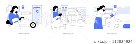 Carsharing isolated cartoon vector illustrations se 113824924