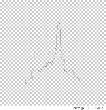 Simple line drawing of a launched missile illustration Vector Simple line drawing of a launched missile illustration Vector 113825004