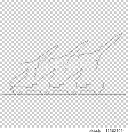 從發射台釋放的導彈的簡單線條畫向量圖 113825064