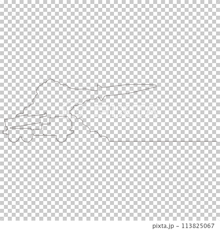 Simple line drawing of a missile launched from a launch pad, vector Simple line drawing of a missile launched from a launch pad, vector 113825067