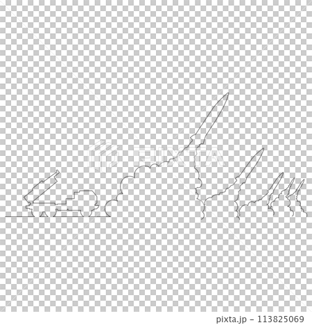 発射台から放たれたミサイルのイラストのシンプルな線画 ベクター 発射台から放たれたミサイルのイラストのシンプルな線画 ベクター 113825069